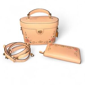 Coach Kay Floral Whipstitch Purse and Wallet Set